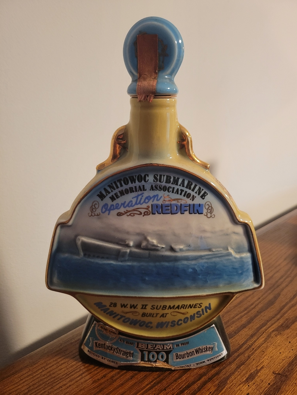 Vintage Jim Beam 1970 Mantiowoc Submarine Memorial Association Decanter